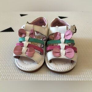 Kinder|Baby girl leather sandals,Maryjane strap made in Mexico•Pink & white bows
